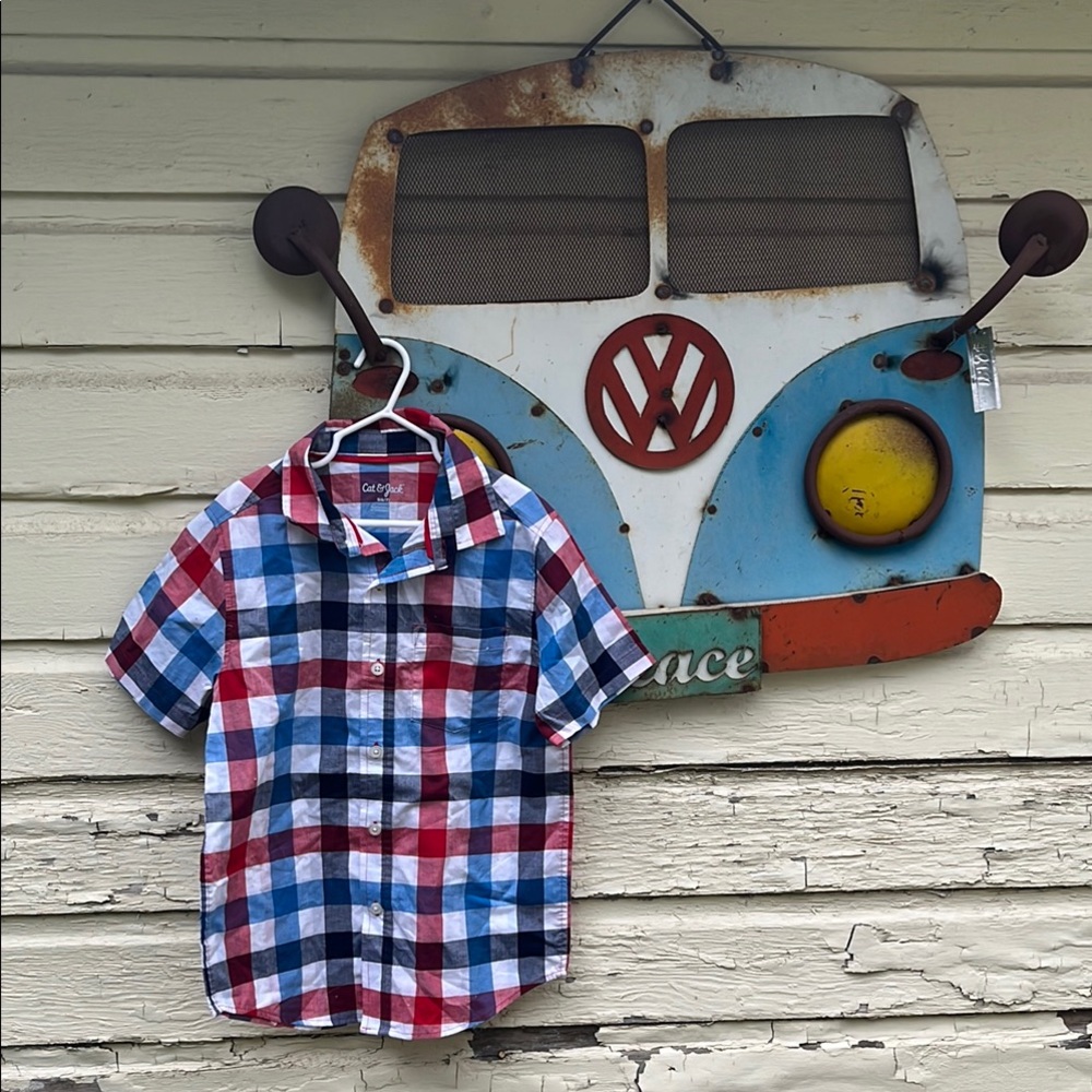 Cat & Jack Red and Blue Button Down Shirt Classic Plaid